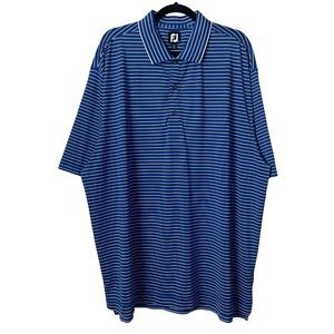 FootJoy Polo Shirt Mens XXL Blue Striped Performance Golf Chickasaw Stretchy